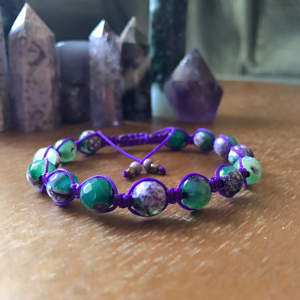 Handmade} Faceted Quartz Adjustable Bracelet